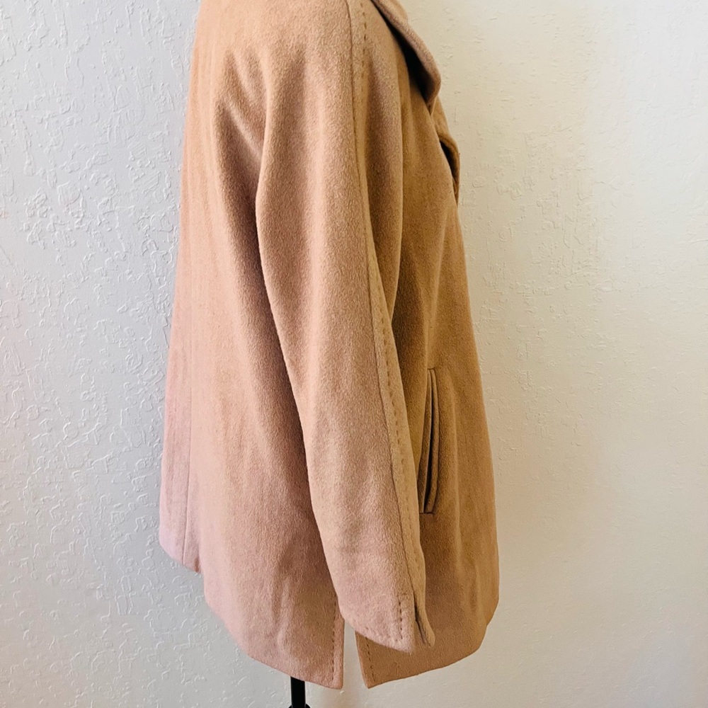 Ellen Tracy Camel Button-Front Wool‎ Pea Coat - Picture 4 of 10